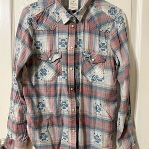 American Eagle Outfitters Vintage Boyfriend Shirt - Blue and Pink